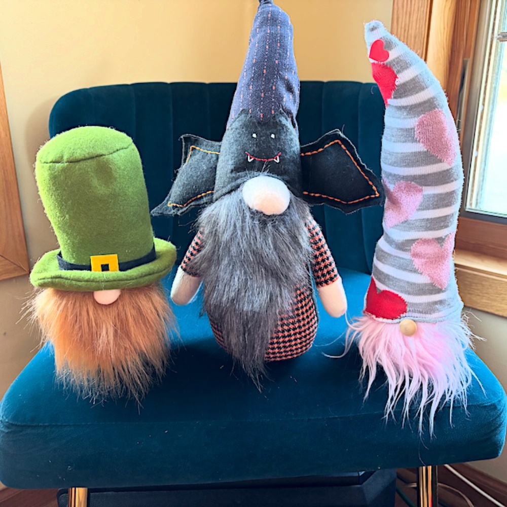 3 Holiday Gnomes: Halloween, Valentine’s Day, & St Patrick’s Day 🎃❤️🍀